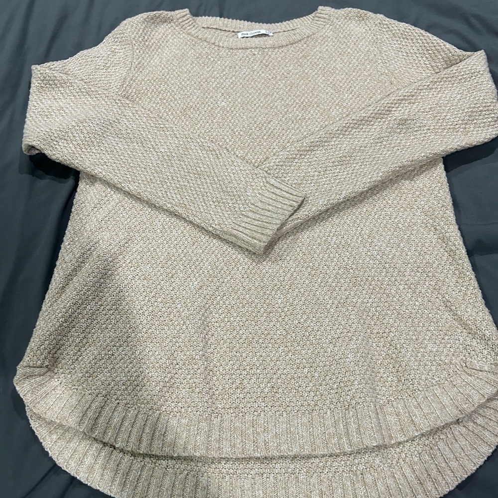 Pink Clover Beige Textured Crewneck Sweater